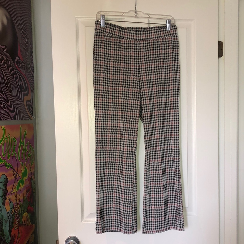 Flare Leg Checkered Pants